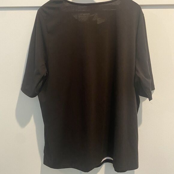 Catherines Tunic Top Womens Plus 1X Black Laser Cut Outs Unique Contemporary - Picture 9 of 13